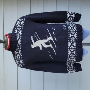 RARE SKIER Lauren Ralph Lauren Womens Black Small Linen Cotton Hand Knit Sweater